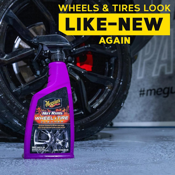 Meguiar's Hot Rims Wheel & Tire Cleaner, Powers Through Brake Dust & Grime – 24 Oz Spray Bottle