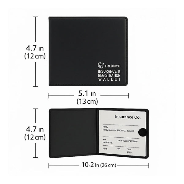 TrexNYC Car Registration & Insurance Card Holder Wallet – Vehicle Document Holder for Car Glove Box Organizer, 6 Pack