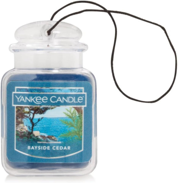 Yankee Candle Car Air Fresheners, Hanging Car Jar Ultimate, Neutralizes Odors Up To 30 Days, Bayside Cedar, 4 Packs