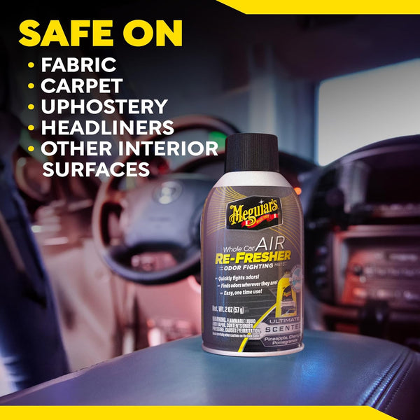 Meguiar’s Air Re-Fresher Odor Fighting Mist, Long-Lasting Car Air Freshener Fights Strong and Unwanted Vehicle Smells while Refreshing Interiors with a Refreshing, Ultimate Scent, 2 oz