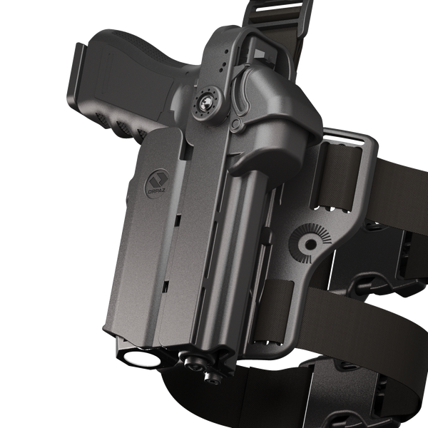 Orpaz T40 G22 Light-Bearing Holster – Left Handed OWB Tactical Holster, Level 2 & Level 3 Security, Compatible with Glock 22, Fits Most Pistol Lights, Optics-Ready, Adjustable T40 Pro Medium Drop-Leg