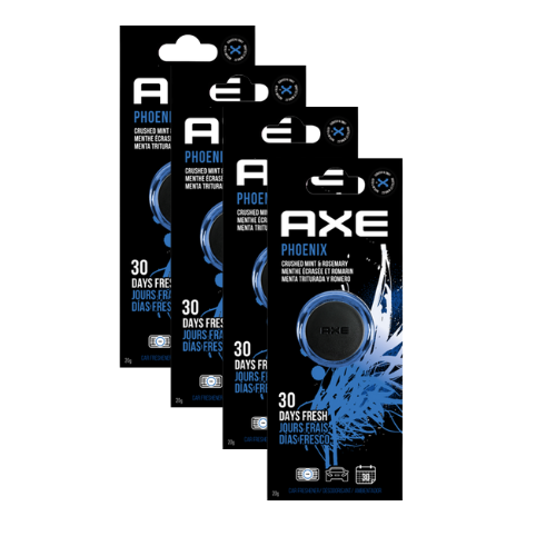 AXE Air Freshener Mini Vent Clip, Odor Eliminator, Air Purifier Provides A Long Lasting Scent, Phoenix, 4 Pack