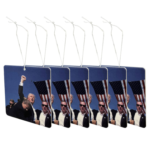 Trump Fight Car Air Freshener, Patriotic Trump Merchandise with Iconic Image, Fresh Linen Scent, 6 Packs