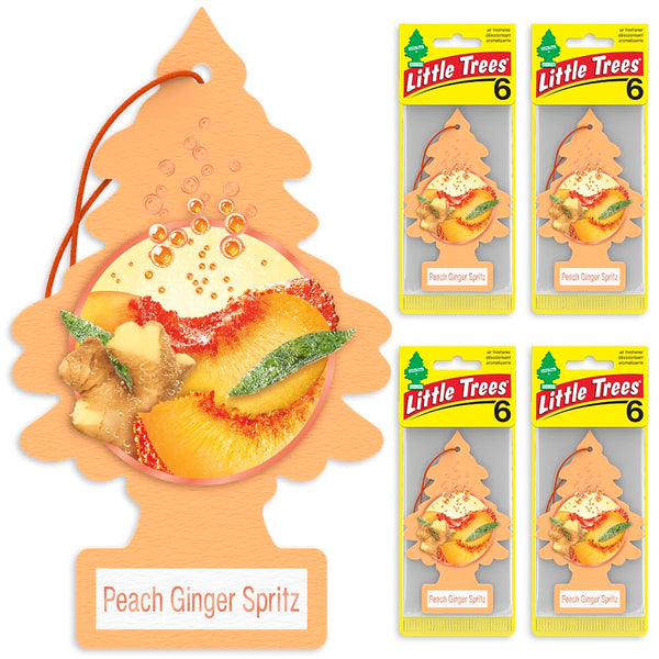 LITTLE TREES Car Air Freshener Hanging Tree Provides Long Lasting Scent for Auto & Home, Peach Ginger Spritz, 24 Pack