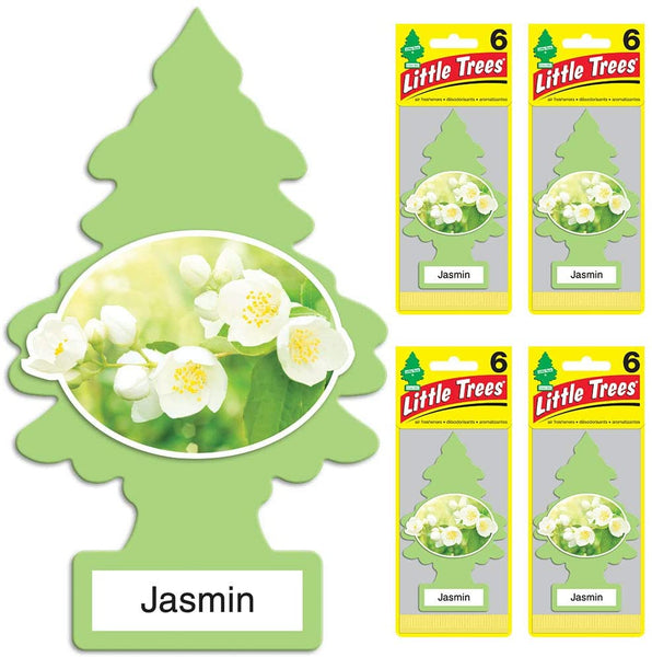 Little Trees Cardboard Hanging Car, Home & Office Air Freshener, Jasmine / Jasmin (Pack of 24)