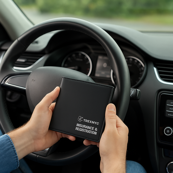 TrexNYC Car Registration & Insurance Card Holder Wallet – Vehicle Document Holder for Car Glove Box Organizer, 2 Pack