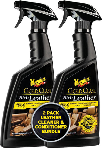 Meguiar's Gold Class Rich Leather 3-in-1 Spray, 15.2 oz – Cleans, Conditions & Protects Leather with UV Shield, Non-Greasy Finish, 2 Packs