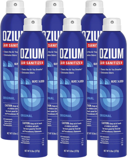 Ozium Cigarette Smoke Air Sanitizer Eliminates Smoke Smell, Aerosol Spray, Original 8oz (Pack of 6)