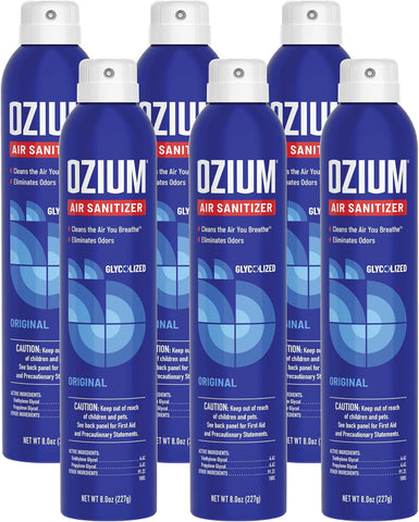 Ozium Cigarette Smoke Air Sanitizer Eliminates Smoke Smell, Aerosol Spray, Original 8oz (Pack of 6)