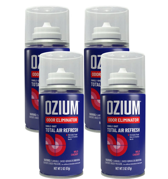 Ozium Fogger Single Shot 2 oz Air Freshener for Car Home Office Wild Cherry, 4 Pack