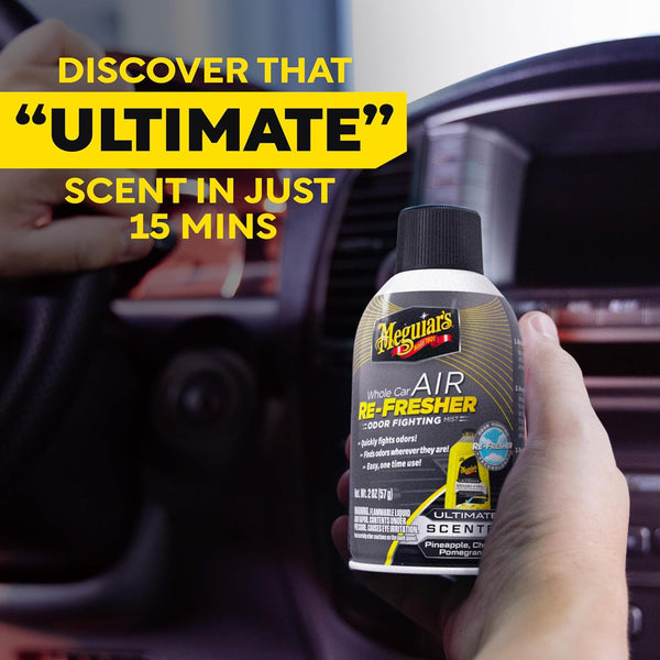 Meguiar’s Air Re-Fresher Odor Fighting Mist, Long-Lasting Car Air Freshener Fights Strong and Unwanted Vehicle Smells while Refreshing Interiors with a Refreshing, Ultimate Scent, 2 oz
