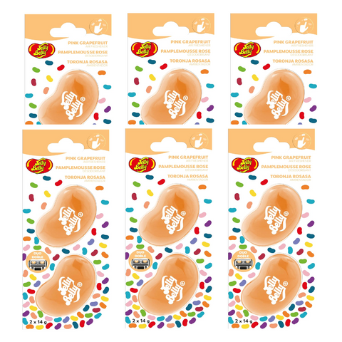 Jelly Belly Car Vent Air Freshener Pack w/2 Vent Clips, Pink Grapefruit, 6 Packs