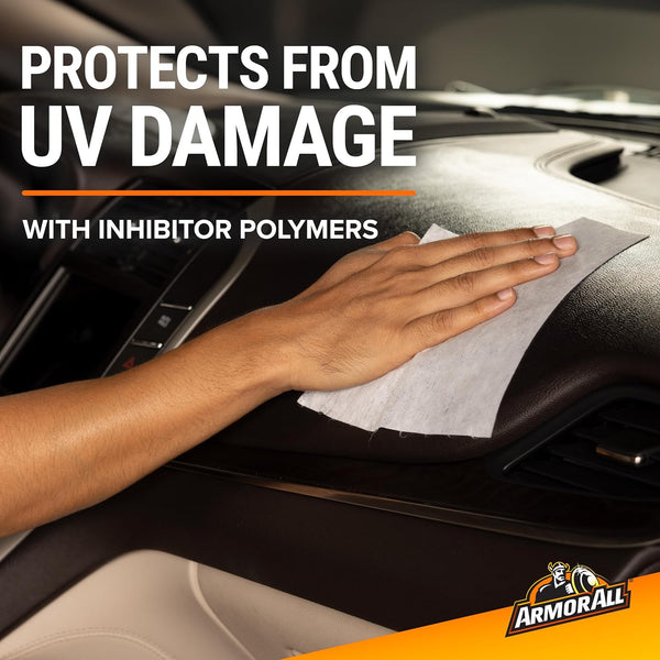 Armor All Extreme Shield Protectant Wipes, Interior Car Cleaning Wipes with UV Protection Against Cracking and Fading, 25 Count