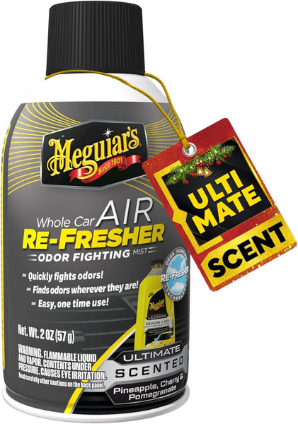 Meguiar’s Air Re-Fresher Odor Fighting Mist, Long-Lasting Car Air Freshener Fights Strong and Unwanted Vehicle Smells while Refreshing Interiors with a Refreshing, Ultimate Scent, 2 oz