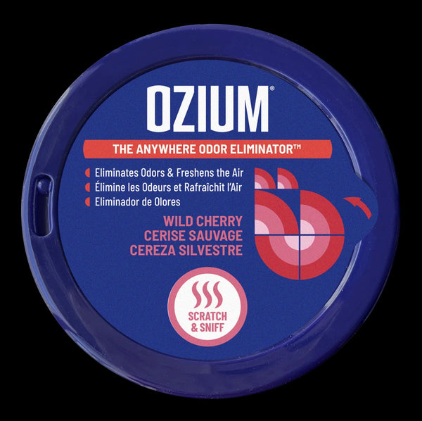 Ozium Odor Eliminating Gel Air Freshener 4.5 oz Wild Cherry for Home Car Office, 2 Pack