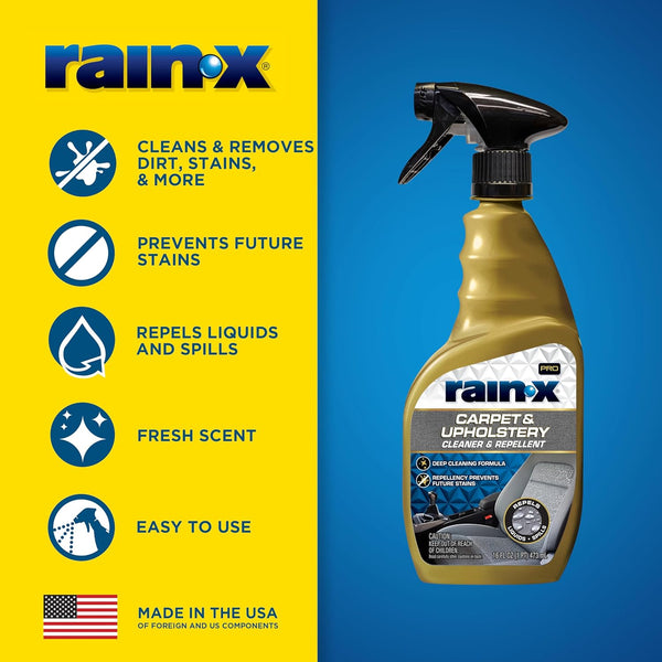 Rain-X Carpet & Upholstery Car Cleaner and Repellent, Cleans & Prevents Stains, Fresh Scent, 16 fl oz