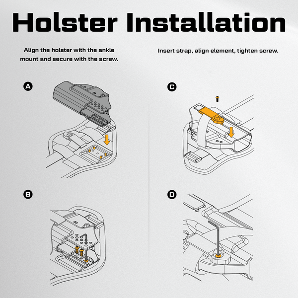 Orpaz Evo Ankle Holster, Passive Retention Ankle Holster for 9mm