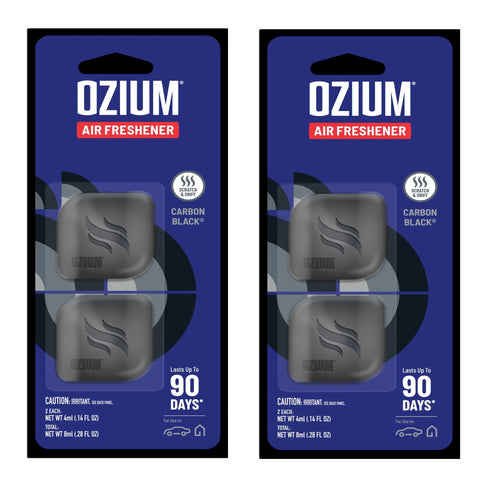 Ozium Membrane Car Vent Clip AC Air Fresheners Car Air Freshener and Car Odor Eliminator, Carbon Black, 4 Packs