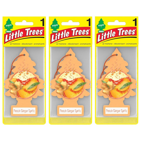 LITTLE TREES Car Air Freshener Hanging Tree Provides Long Lasting Scent for Auto & Home, Peach Ginger Spritz, 3 Pack