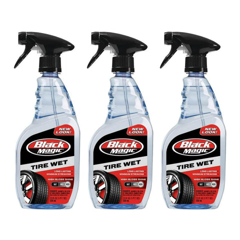 Black Magic Tire Wet 23oz Trigger Spray Specially Formulated Tire Shine Wet, Black, Glossy with One Quick Spray, 3 Pack