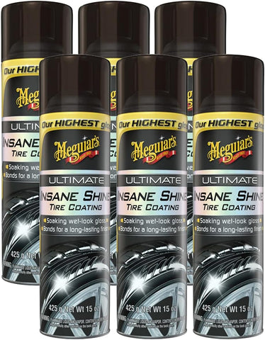 Meguiar's Ultimate Insane Shine Tire Coating, 15 oz Aerosol Spray, 6 Pack