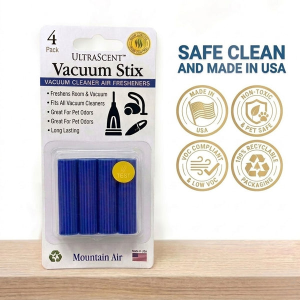 UltraScent Vacuum Stix Vacuum Deodorizer Sticks for All Vacuums, Long-Lasting Vacuum Air Freshener, Non-Toxic, Made in USA, 1-Pack w/ 4-Stix in the Spring Blossoms Scent