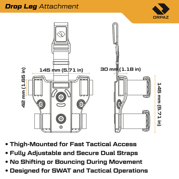 Orpaz T40 Light-Bearing Holster – Left Handed Universal OWB Tactical Holster, Level 2 & Level 3 Security, Compatible w/Most Pistol Lights, Optics-Ready, Adjustable, Fits Most Pistols Drop-Leg Pro Medium