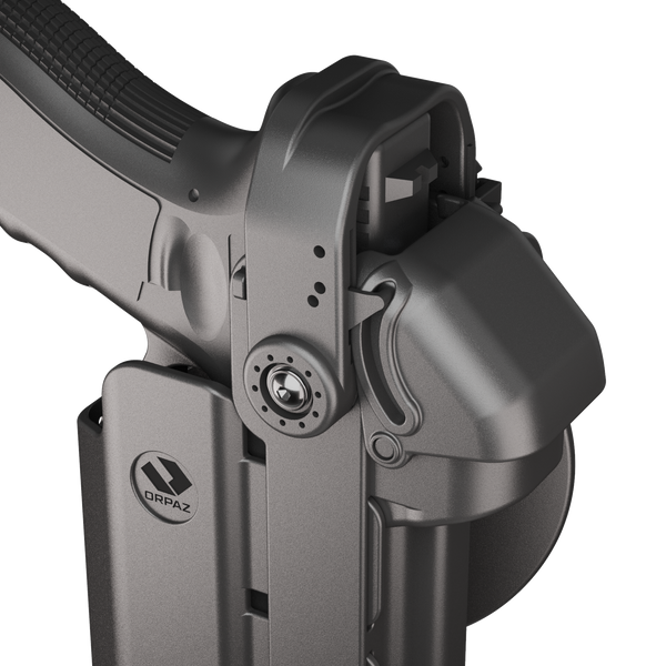 Orpaz T40 Pro G19 Duty Holster with Large Light Holster Compatible with Glock 19 Pistol Holder with Laser Mounted Light and Optics with Paddle