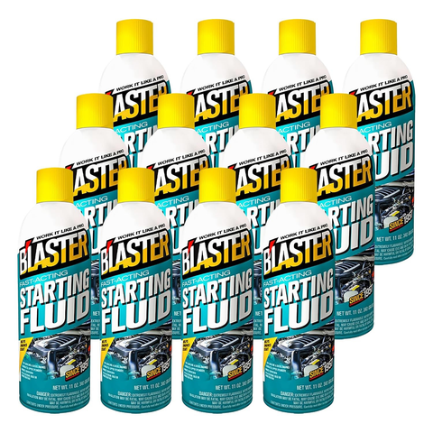 B'laster Fast-Acting Engine Starting Fluid Spray, Helps Start Gasoline & Diesel Engines in Extreme Cold, Upper Cylinder Lubrication, Reduces Friction and Corrosion, 11 oz, 12 Packs