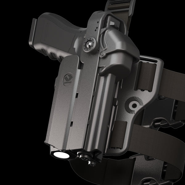 Orpaz T40 Pro G19 Duty Holster with Medium Light Holster w/ Magnetic Optic cover Compatible with Glock 19 Pistol Holder with Laser Mounted Light and Optics with Drop-Leg