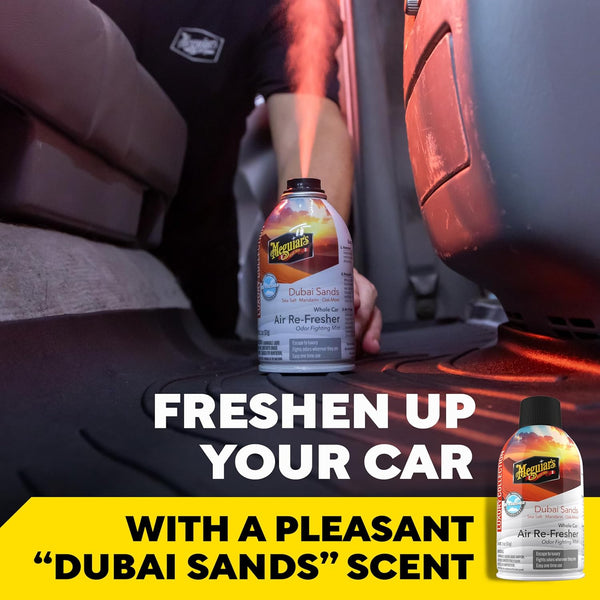 Meguiar's Car Air Refresher Odor Fighting Mist - Long-Lasting Car Air Freshener Fights Strong & Unwanted Smells Renewing Interiors with a Luxurious & Refreshing, Dubai Sands Scent, 2 oz