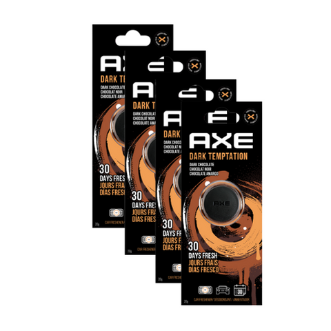 AXE Air Freshener Mini Vent Clip, Odor Eliminator, Air Purifier Provides A Long Lasting Scent, Dark Temptation, 4 Pack