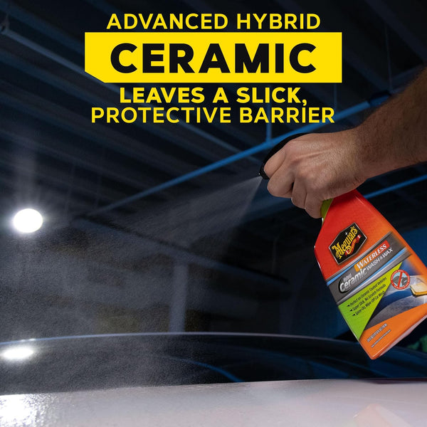 Meguiar's Hybrid Ceramic Waterless Wash & Wax, No-Rinse Car Wash & Ceramic Protection, 24 Oz