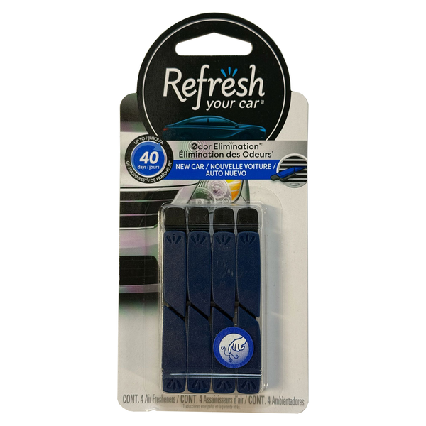 Refresh Car and Home Vent Sticks Air Freshener Odor Eliminator, New Car Scent (4 Sticks)