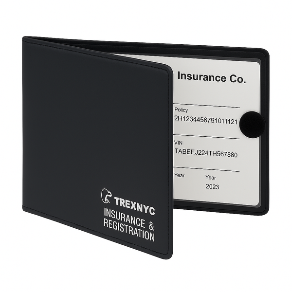 TrexNYC Car Registration & Insurance Card Holder Wallet – Vehicle Document Holder for Car Glove Box Organizer