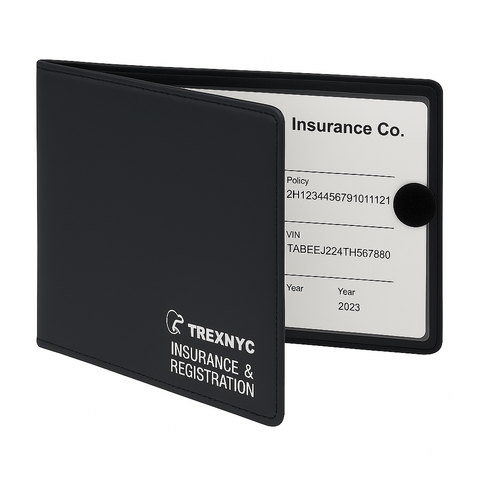 TrexNYC Car Registration & Insurance Card Holder Wallet – Vehicle Document Holder for Car Glove Box Organizer