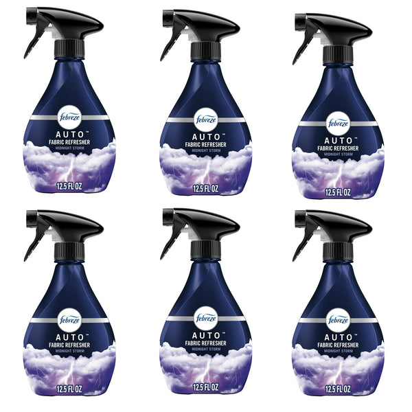 Febreze Fabric AUTO Car Spray Air Freshener, Odor Fighting, Midnight Storm, 12.5 fl oz, 6 Packs