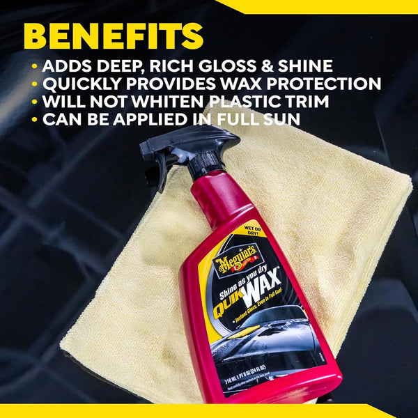 Meguiar's Quik Wax - Easy-to-Use Spray Wax for Gloss, Shine & Protection - Wet or Dry Use, 24 Oz.