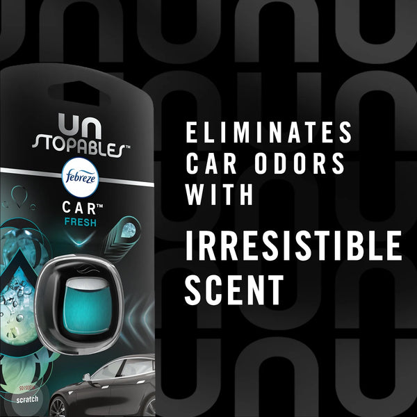 Febreze Vent Clip Car Air Freshener, Unstopables Fresh Scent, Odor Eliminator, 2 CLIPS
