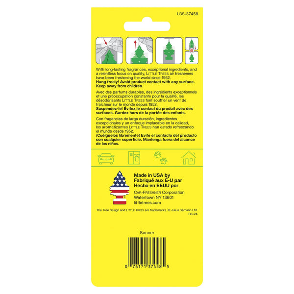 Little Trees Soccer Paper Air Freshener, Long-Lasting Car & Home Fragrance, Black Ice Scent, 3 Pack