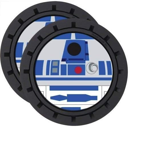 Plasticolor Auto Cup Holder Coasters for Car, Truck, SUV - 2-Pieces, Star Wars R2D2