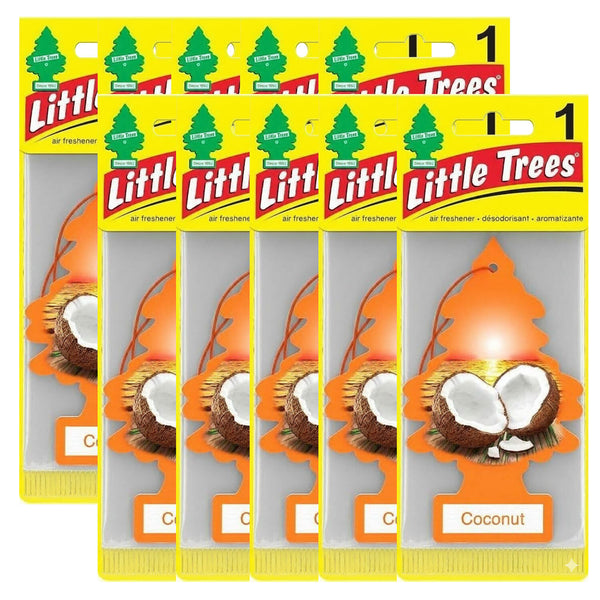 Little Trees Hanging Car and Home Air Freshener, Coconut Scent, 10 Pack