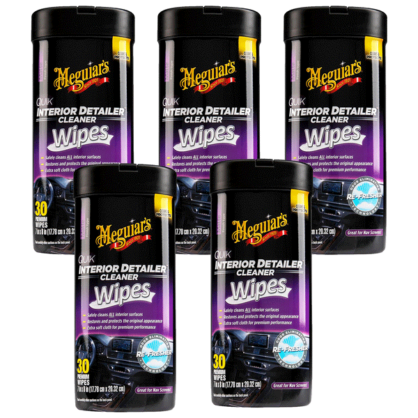 Meguiar's Quik Interior Detailer Wipes, Cleans, Protects & Refreshes All Car Surfaces, 30 Ct, 5 Pack