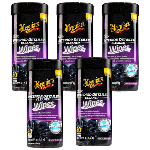 Meguiar's Quik Interior Detailer Wipes, Cleans, Protects & Refreshes All Car Surfaces, 30 Ct, 5 Pack