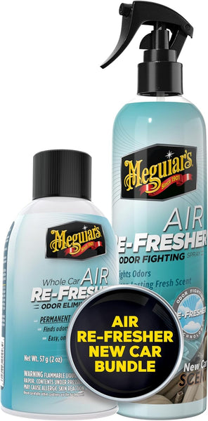 Meguiar's Air Re-Fresher Bundle, Whole Car Mist & Odor Fighting Spray, New Car Scent