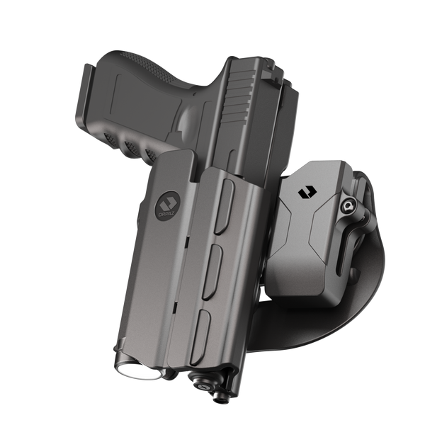 Orpaz T40 G17 Light-Bearing Holster – Left Handed OWB Tactical Holster, Level 2 & Level 3 Security, Compatible with Glock 17, Fits Most Pistol Lights, Optics-Ready, Adjustable T40 Medium Paddle w/ Mag Pouch