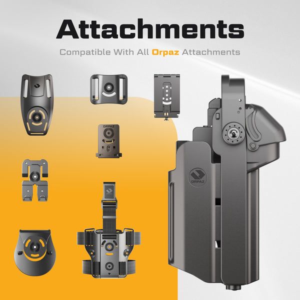 Orpaz T40 Light-Bearing Holster – Universal OWB Tactical Holster, Level 2 & Level 3 Security, Compatible w/Most Pistol Lights, Optics-Ready, Adjustable, Fits Most Pistols Paddle Pro Medium