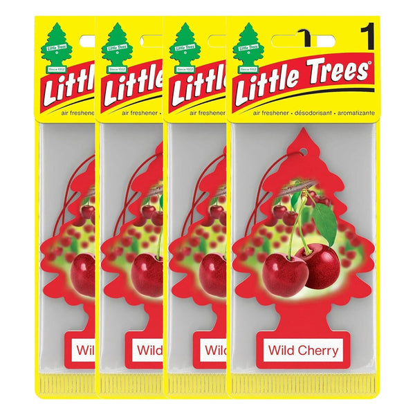 Little Trees Hanging Car Freshener Cardboard Paper For Home Car Office, Wild Cherry, 4 Pack