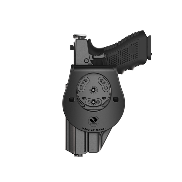 ORPAZ T41 Level 2 Universal Adjustable Holster, Magnetic + Mechanical Retention, Optics Ready OWB Polymer Duty Holster, Made in Israel Paddle