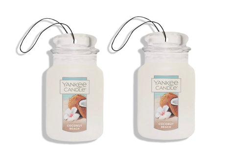 Yankee Candle Paper Car Jar Air Freshener for Long Lasting Fragrance for Long Lasting Fragrance, Coconut Beach, 2 Packs